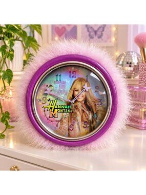 Vintage Y2K Disney Hannah Montana Pink Feather Wall Clock Miley Cyrus